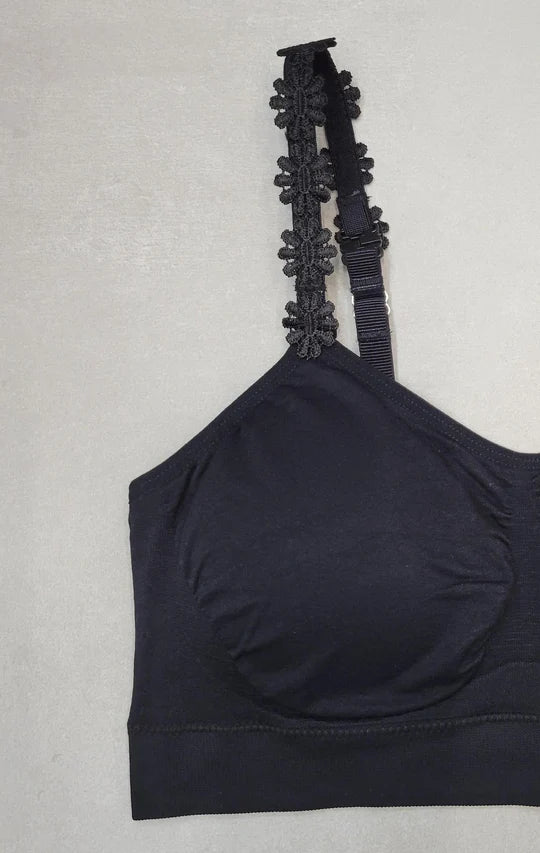 Black top flower bralette