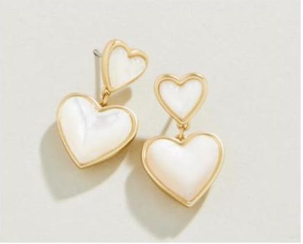 Mother of Pearl Full Heart Earrings - Madison's Niche 