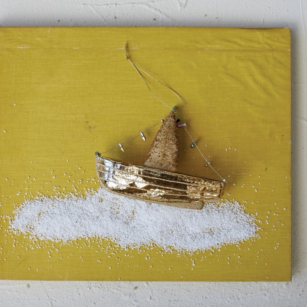 Hand-Painted Boat Glass Ornament - Madison's Niche 