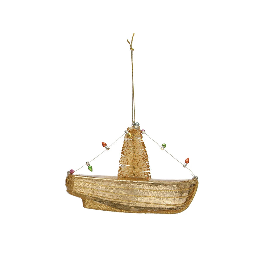 Hand-Painted Boat Glass Ornament - Madison's Niche 