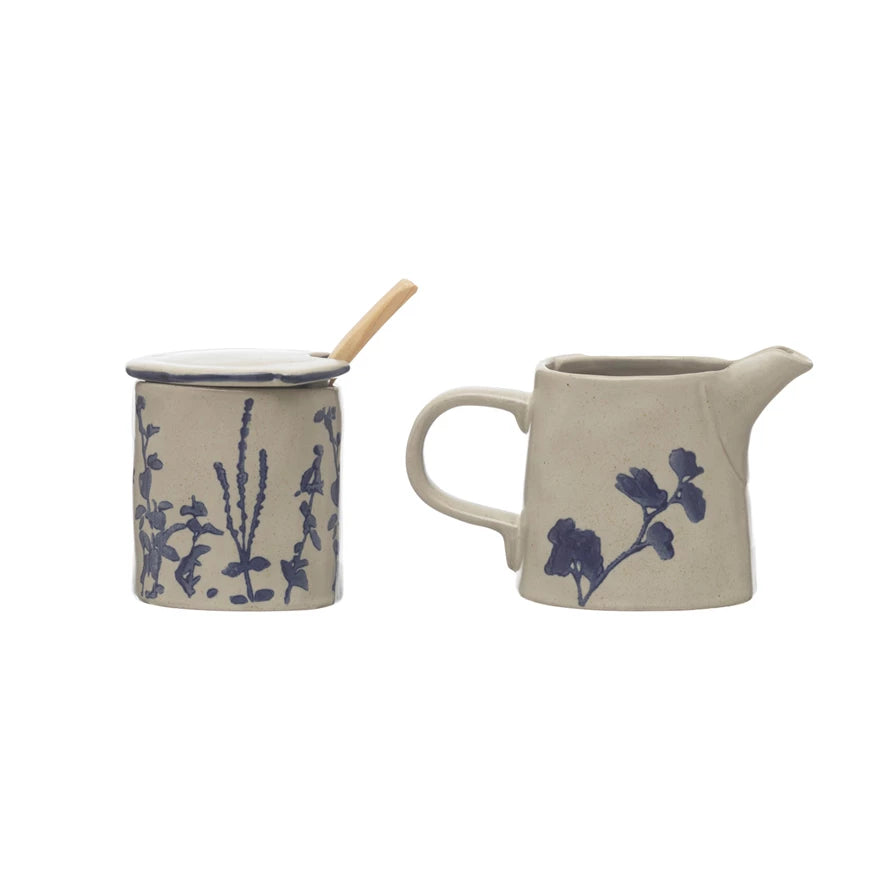 Hand-Stamped Sugar Pot & Creamer - Madison's Niche 