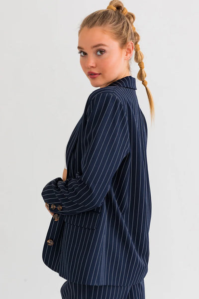 Hannah Oversized Striped Blazer - Madison's Niche 
