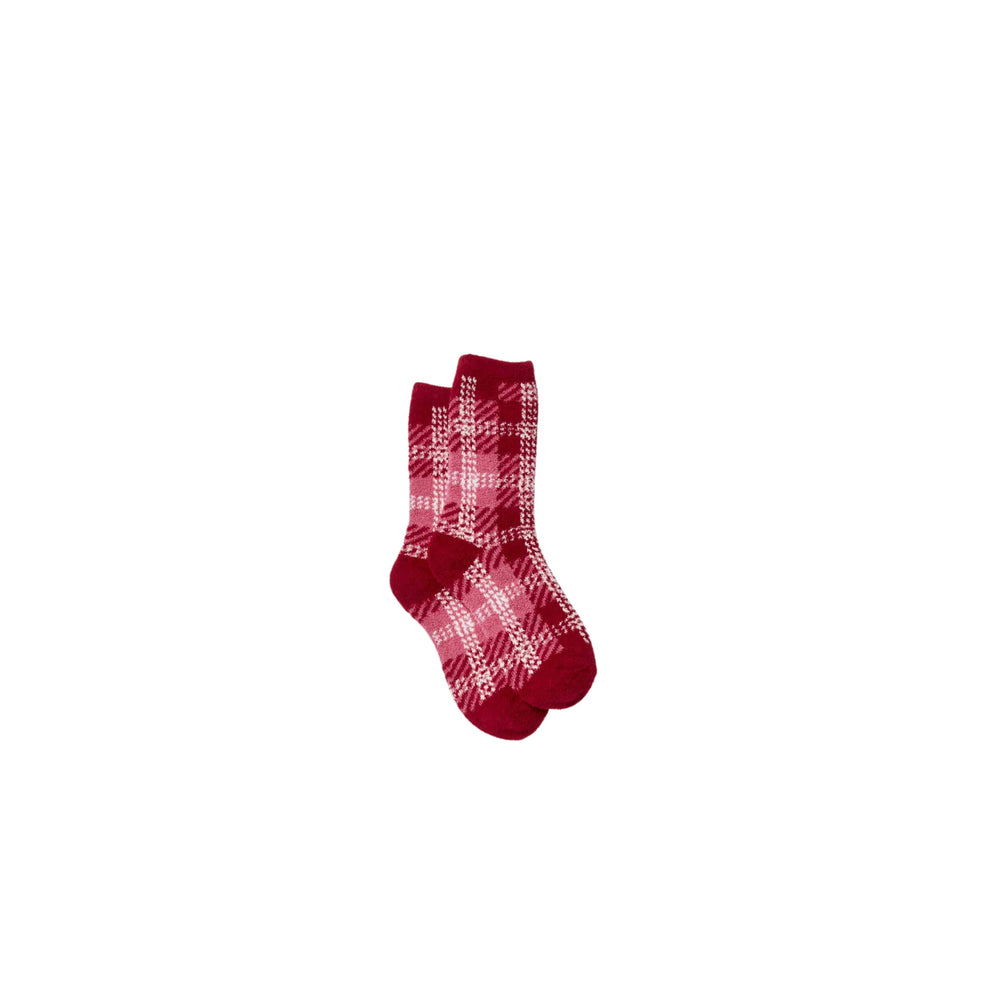 Hilarie Plaid Crew Socks in Cherry Combo - Madison's Niche 