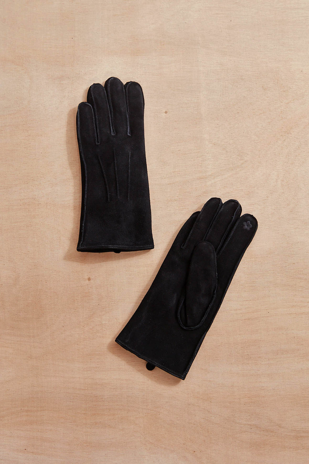 Jojo Shearling Suede Gloves in Black - Madison&