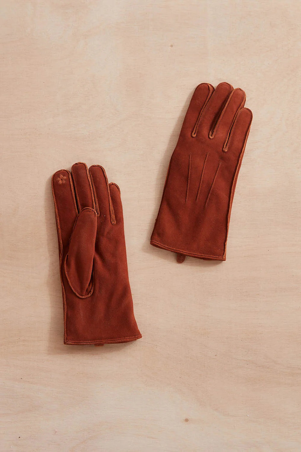 Jojo Shearling Suede Gloves in Camel - Madison&