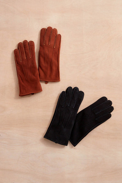 Jojo Shearling Suede Gloves in Black - Madison's Niche 