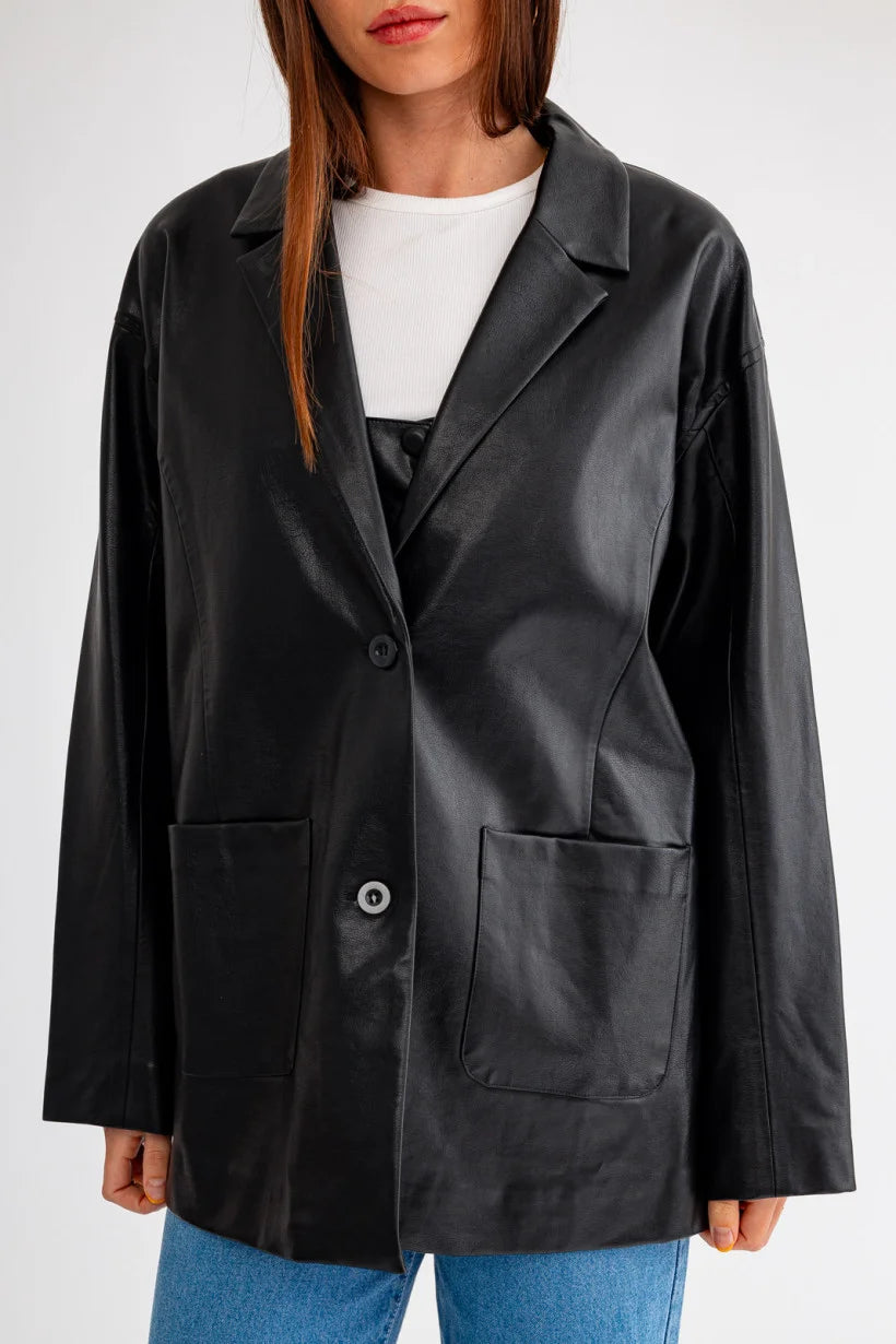Jules Oversized Faux Leather Jacket - Madison's Niche 
