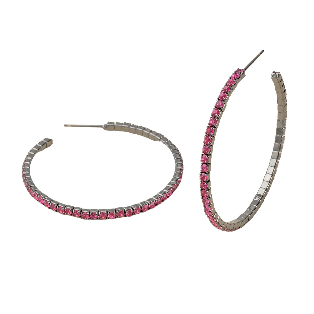 Large Sparkle Hoops in Fuchsia - Madison's Niche 