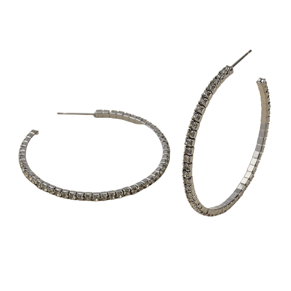Large Sparkle Hoops in Greige/Gunmetal - Madison's Niche 