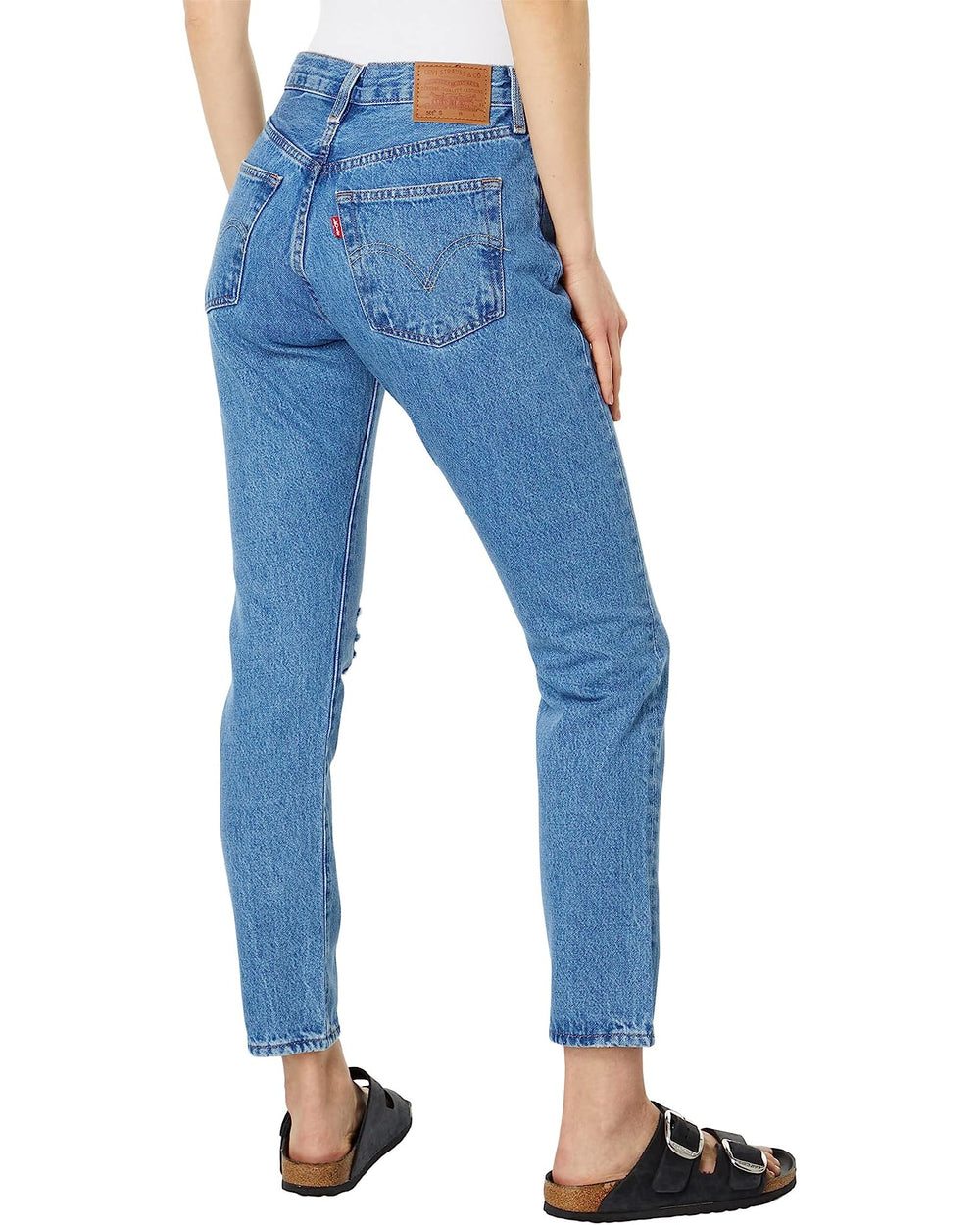 501 Skinny Jean in Medium Indigo Destructed - Madison's Niche 