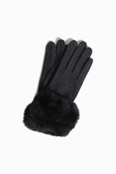 Lori Faux Fur Cuff Gloves in Black - Madison's Niche 
