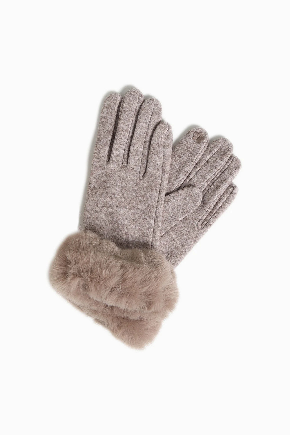 Lori Faux Fur Cuff Gloves in Taupe - Madison&