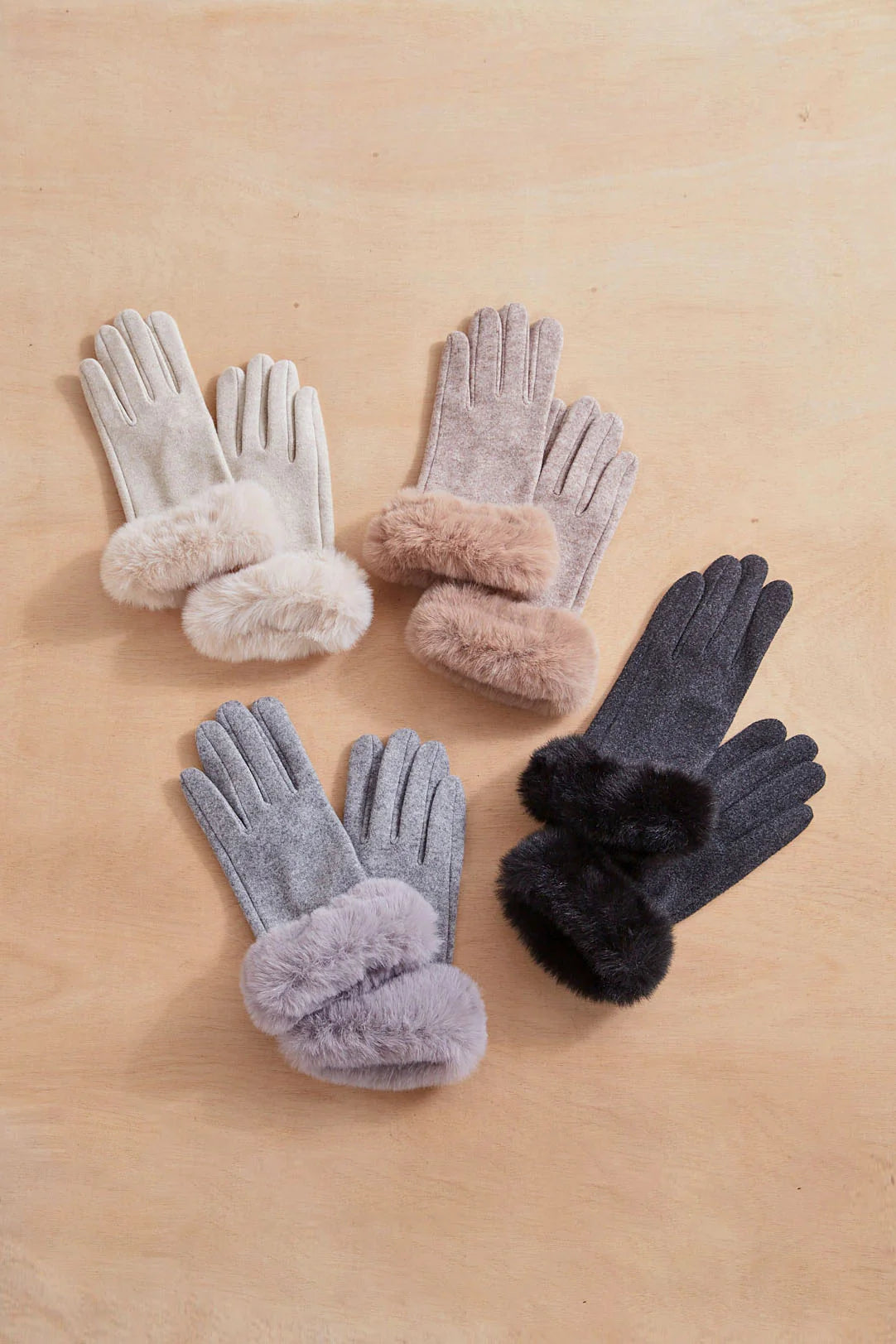 Lori Faux Fur Cuff Gloves in Taupe - Madison's Niche 