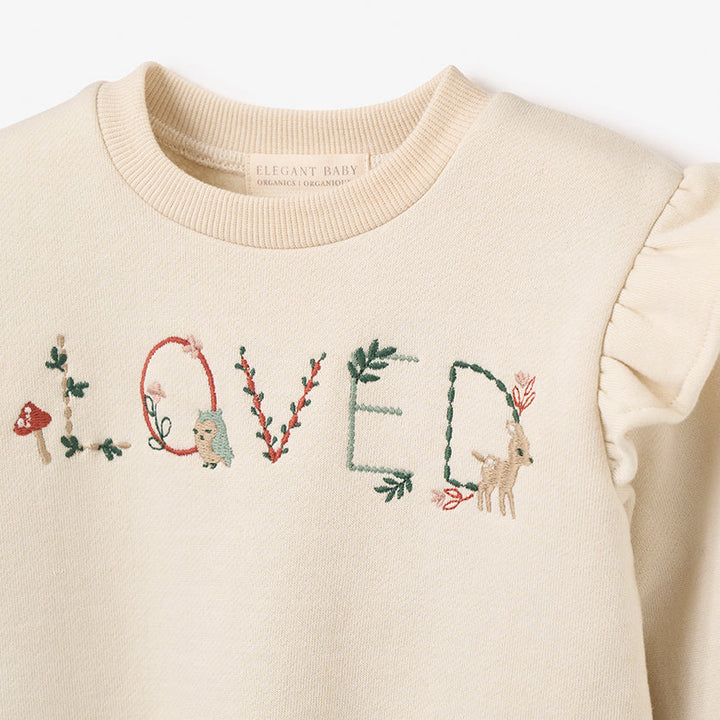 "Loved" Flutter Sleeve Pullover - Madison's Niche 