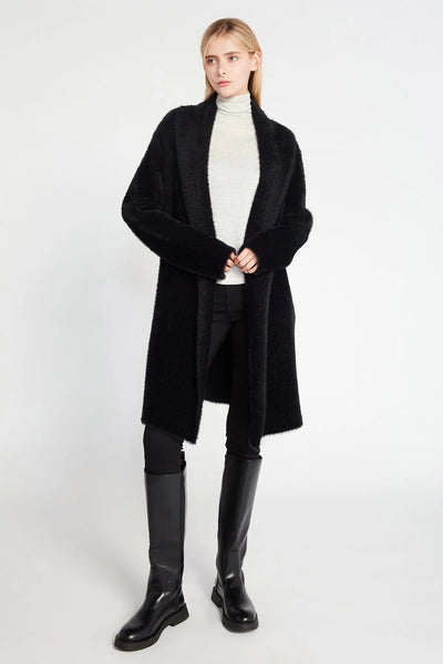 Mina Faux Mink Loose Fit Cardigan in Black - Madison's Niche 