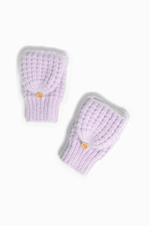 Nina Waffle Flip Mittens in Lavender - Madison's Niche 