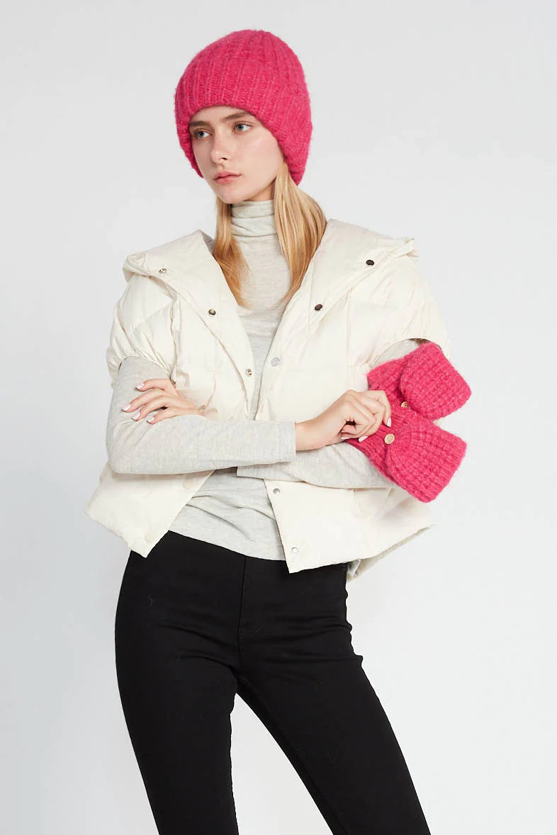 Nina Waffle Flip Mittens in Magenta - Madison's Niche 