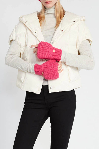 Nina Waffle Flip Mittens in Magenta - Madison's Niche 