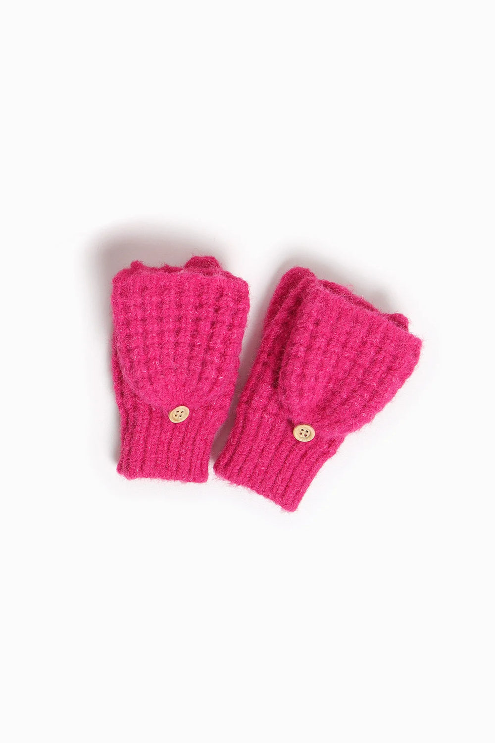 Nina Waffle Flip Mittens in Magenta - Madison&