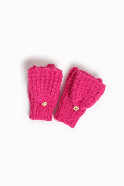 Nina Waffle Flip Mittens in Magenta - Madison's Niche 