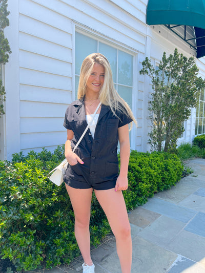 Parker Romper in Black - Madison's Niche 