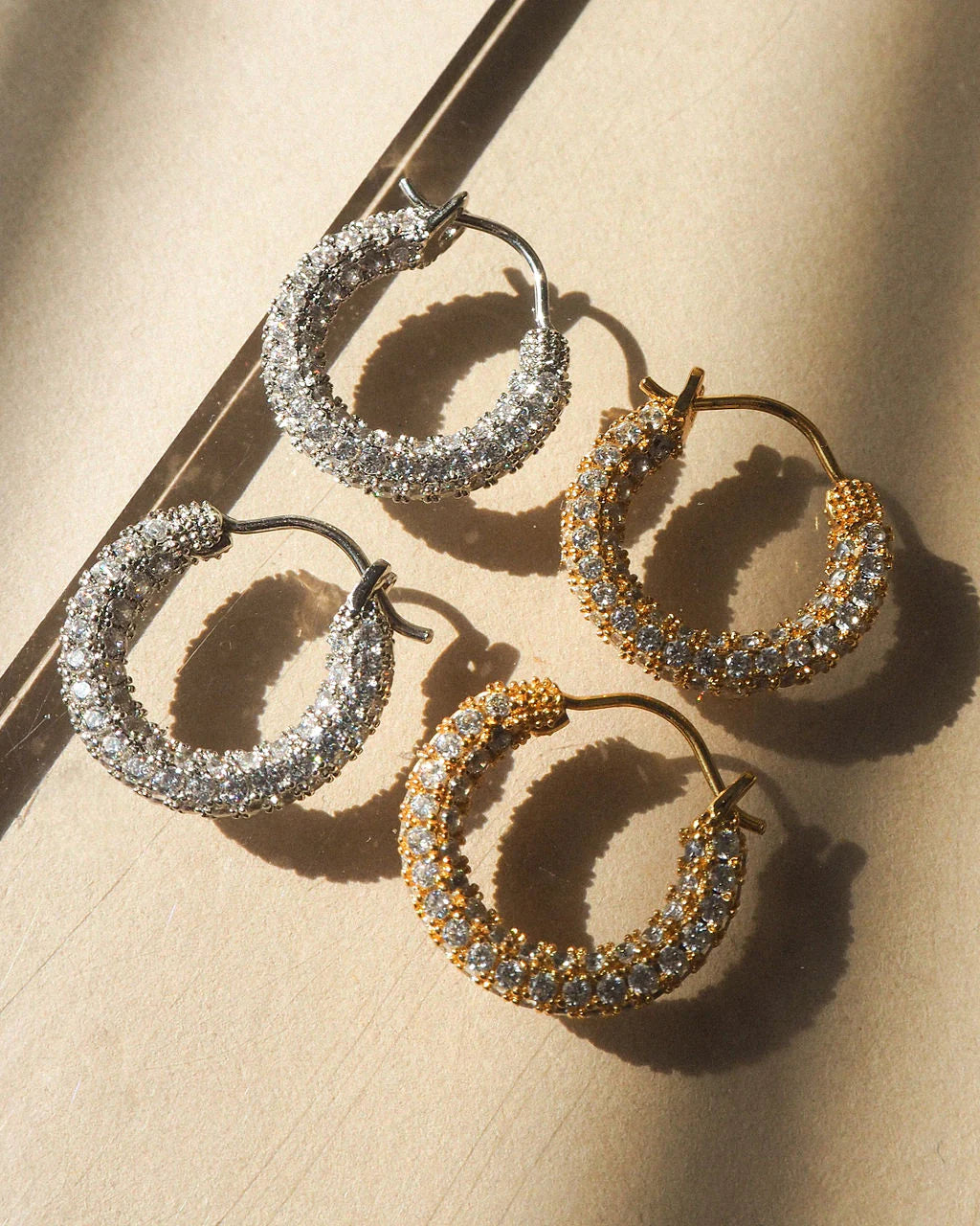 Pavé Baby Amalfi Hoops in Gold - Madison's Niche 