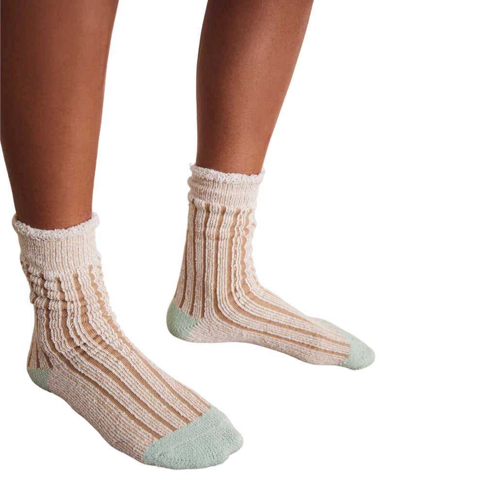 Plush Inside Out Crew Socks in Camel - Madison&