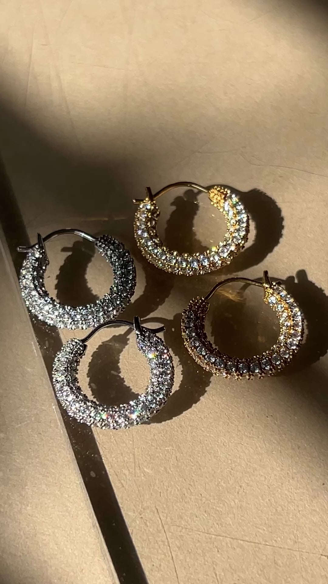 Pavé Baby Amalfi Hoops in Gold