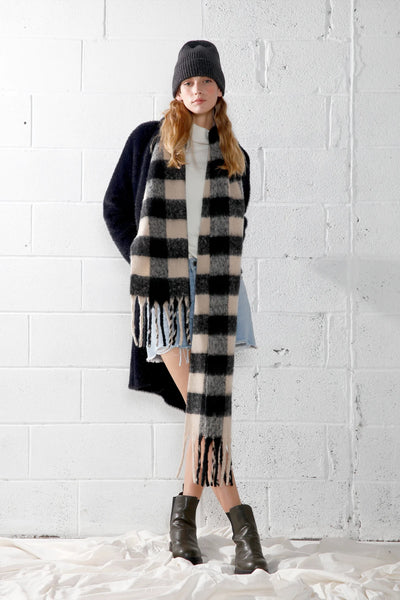 Reagan Black Plaid Scarf - Madison's Niche 