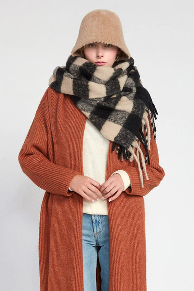 Reagan Black Plaid Scarf - Madison's Niche 