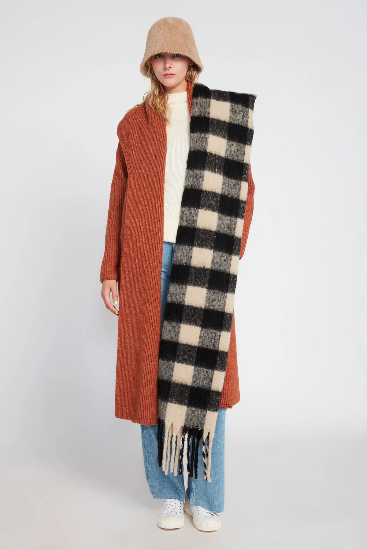 Reagan Black Plaid Scarf - Madison's Niche 