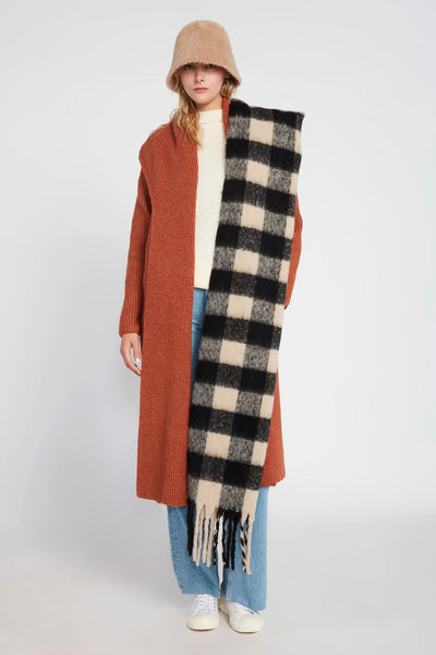 Reagan Black Plaid Scarf - Madison's Niche 