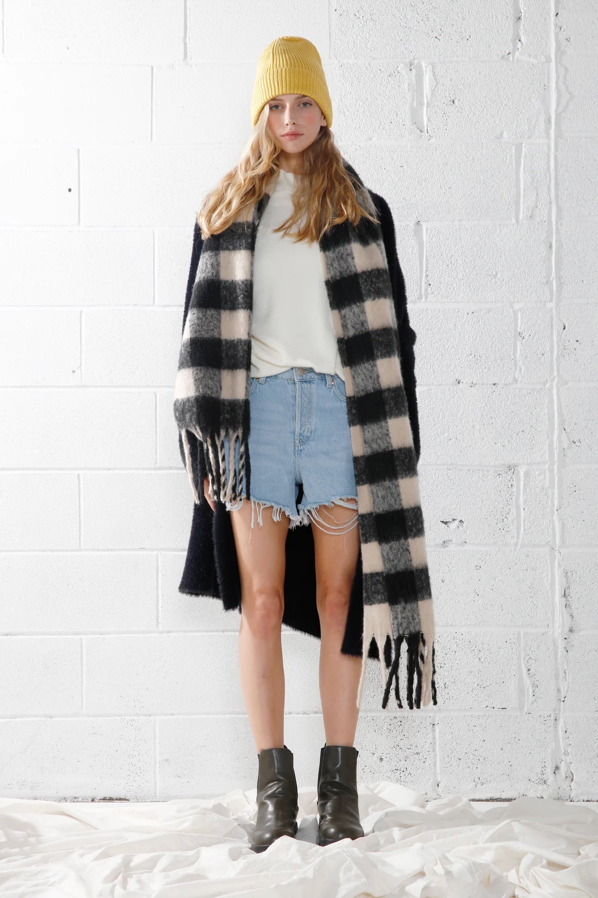 Reagan Black Plaid Scarf - Madison's Niche 