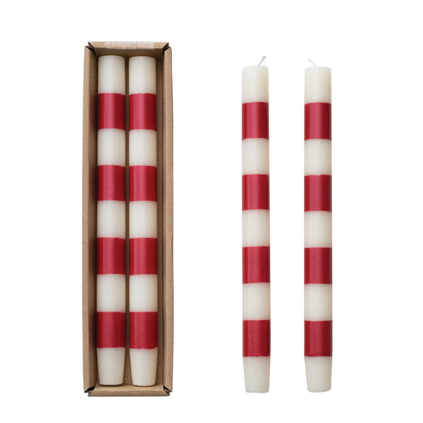 Red & White Striped Taper Candles Madison's Niche 