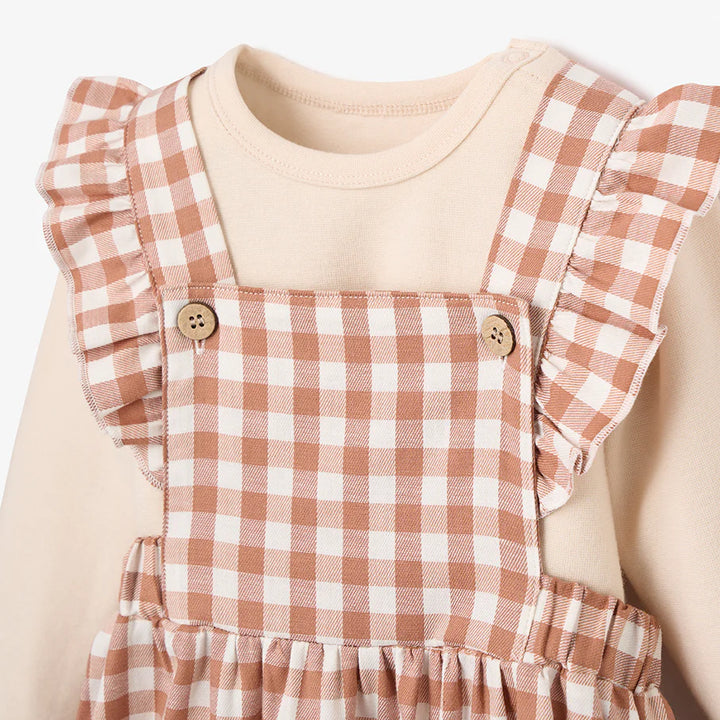 Rust Gingham Pinafore Dress & Bodysuit - Madison's Niche 