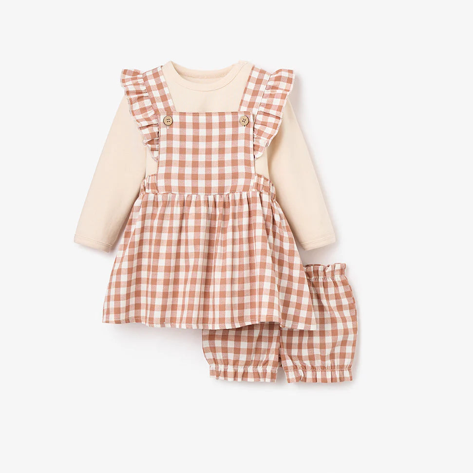 Rust Gingham Pinafore Dress & Bodysuit - Madison's Niche 