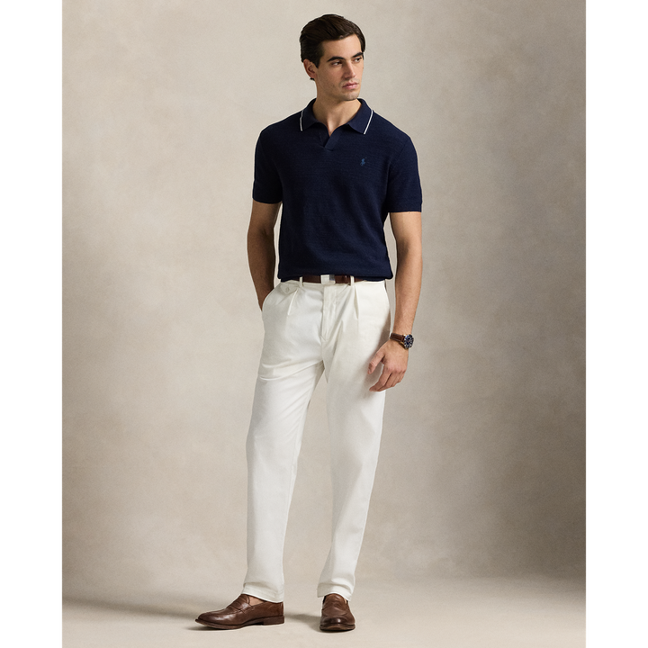 Short Sleeve Sweater With Tipping