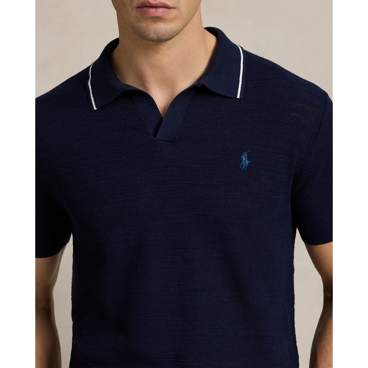 Short Sleeve Sweater With Tipping