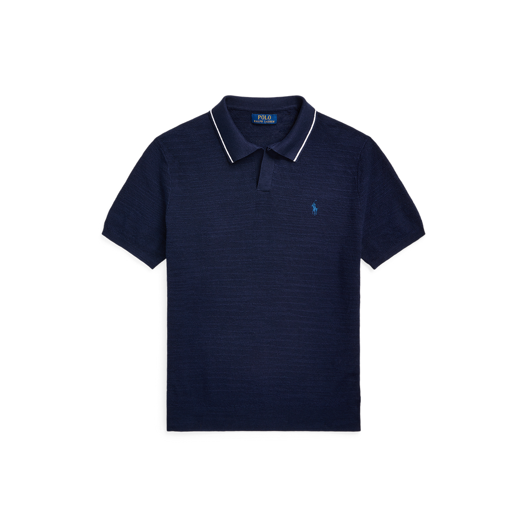 Short Sleeve Sweater With Tipping