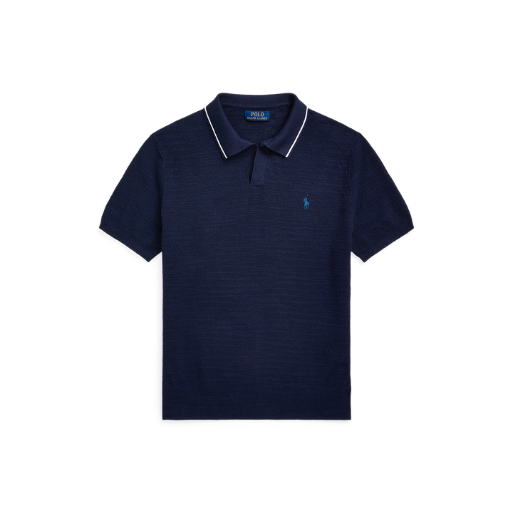 Short Sleeve Sweater With Tipping