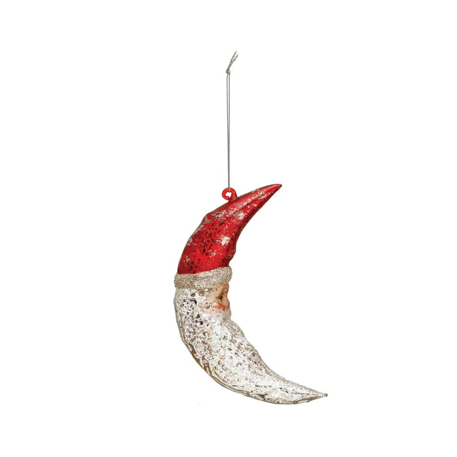 Santa Moon Mercury Glass Ornament - Madison's Niche 