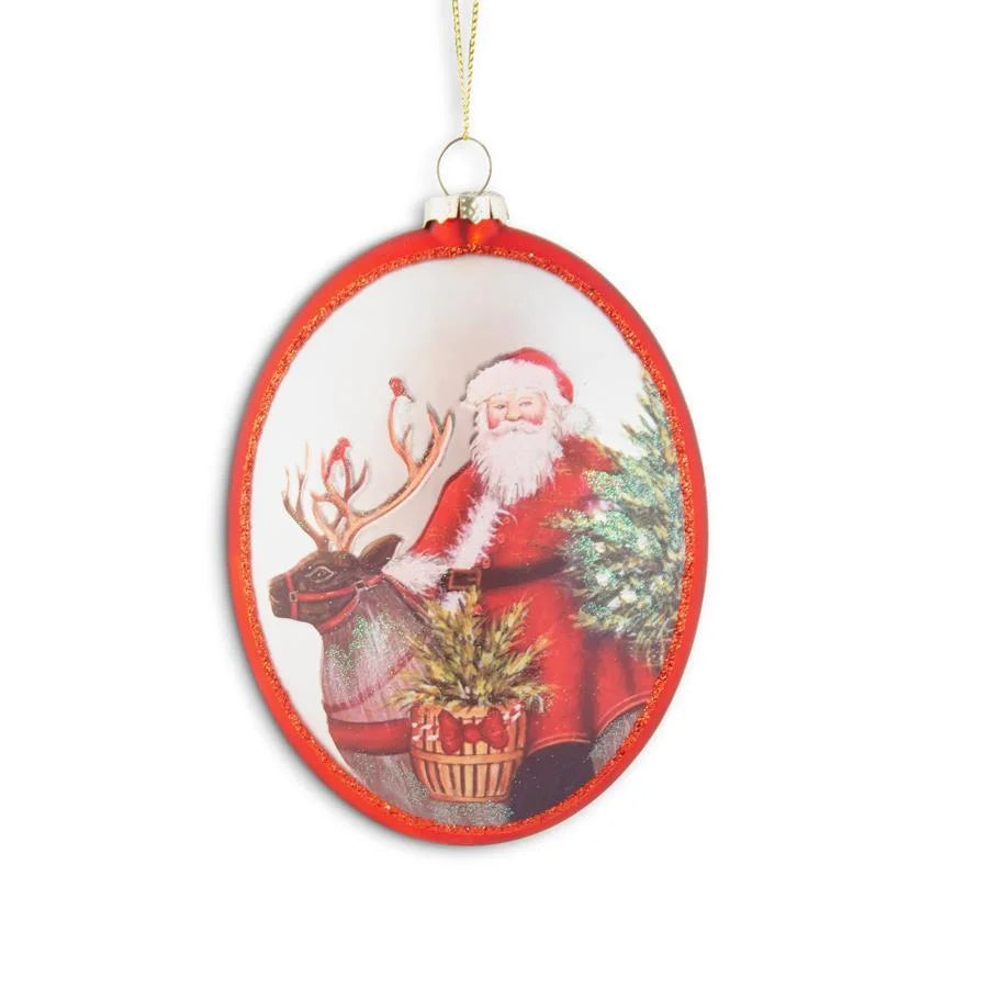 Glass Santa Oval Ornament - Madison's Niche 