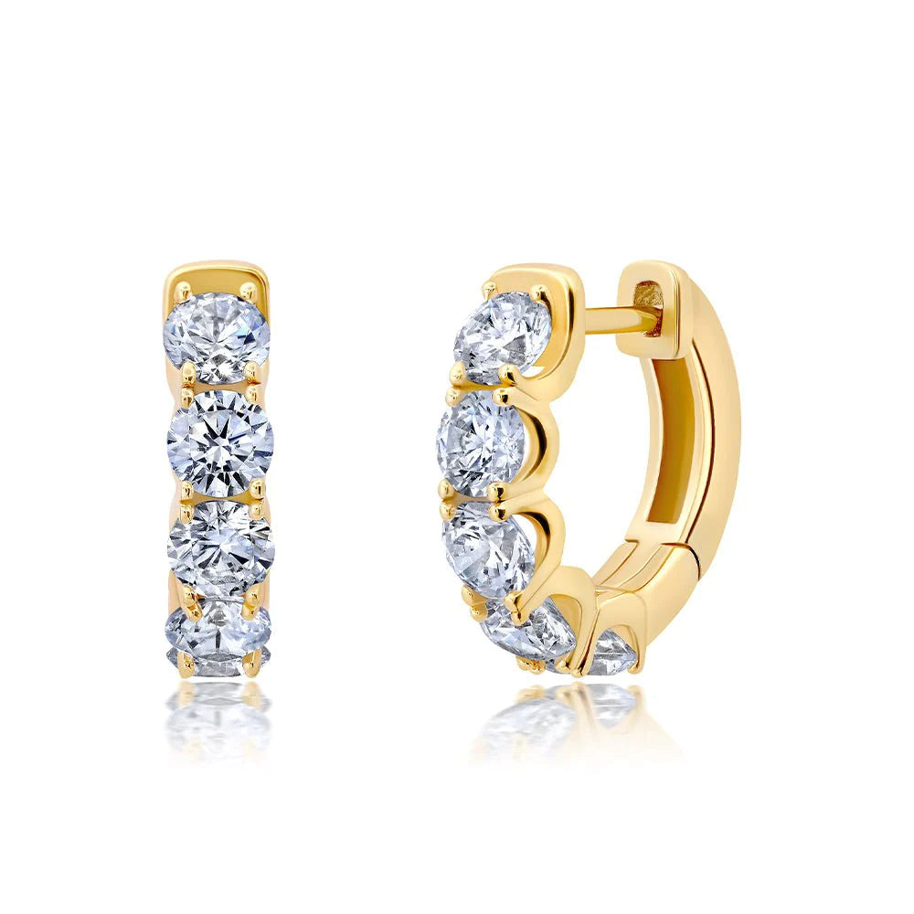 Round Cut Hoops 1.7ct in 18kt Yellow Gold
