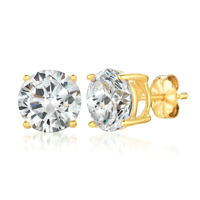 Solitaire 6ct Brilliant Stud Earrings in 18kt Yellow Gold - Madison's Niche 