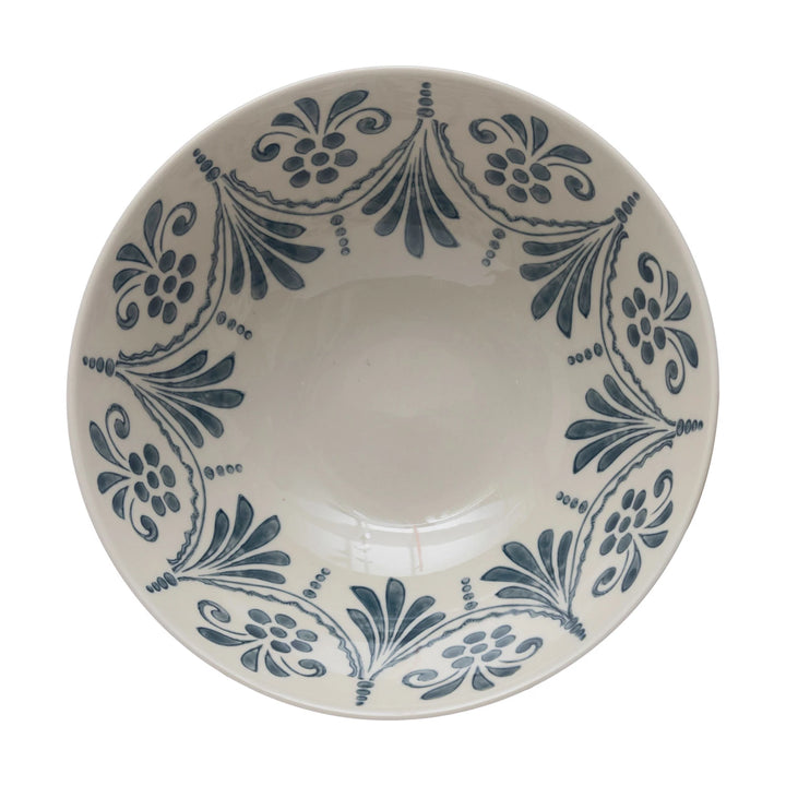 Stoneware Blue & White Bowl - Madison's Niche 