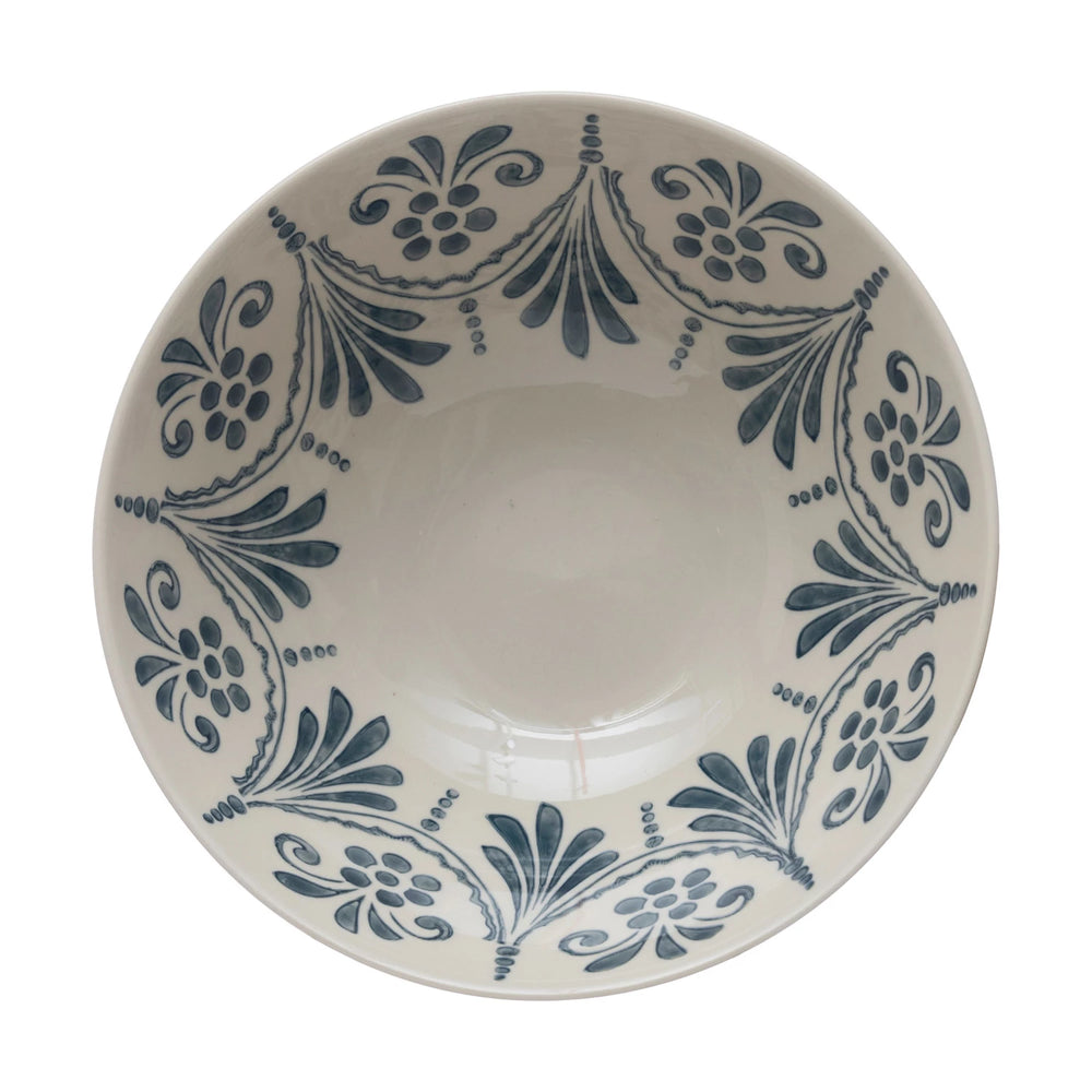 Stoneware Blue & White Bowl - Madison&
