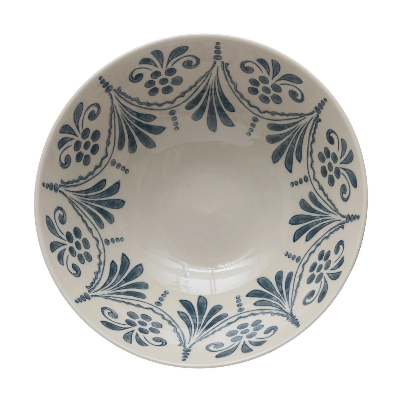 Stoneware Blue & White Bowl - Madison's Niche 