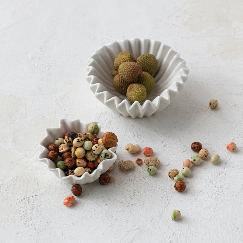 White Fluted Stoneware Bowl - Madison's Niche 