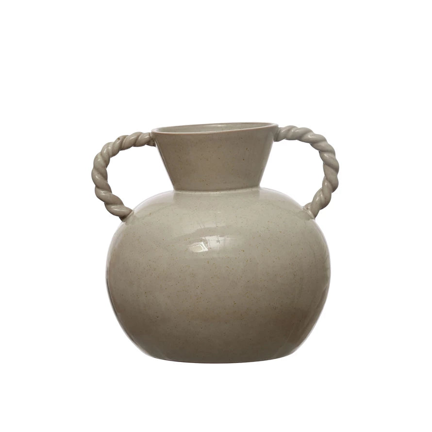 Stoneware Twisted Handle Vase - Madison&