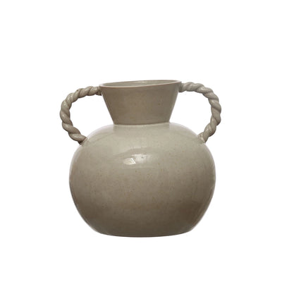 Stoneware Twisted Handle Vase - Madison's Niche 